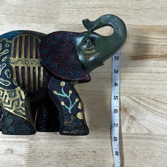 Elephant Animal Figurine Paisley Floral Trunk 8" Decor Excellent Condition - Picture 7 of 7